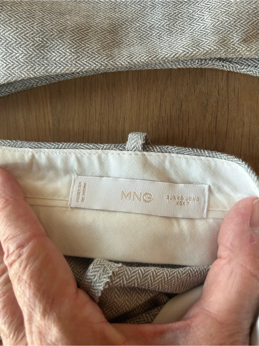 Mango Linen Blend Wide-Leg Pants— Light Gray- EUC